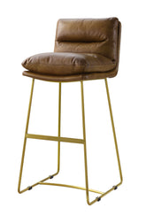 Alsey Saddle Brown Top Grain Leather Bar Chair Model 96401 By ACME Furniture